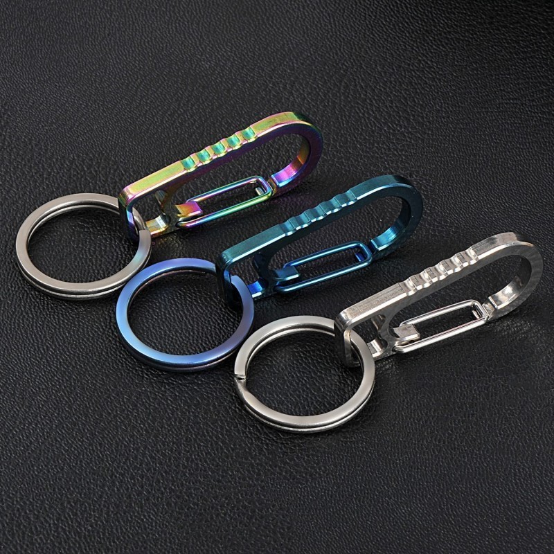 Factory High Quality Titanium Heavy Duty Carabiner Keychain Quick Release Hooks with Titanium Key Ring Set for Men Women