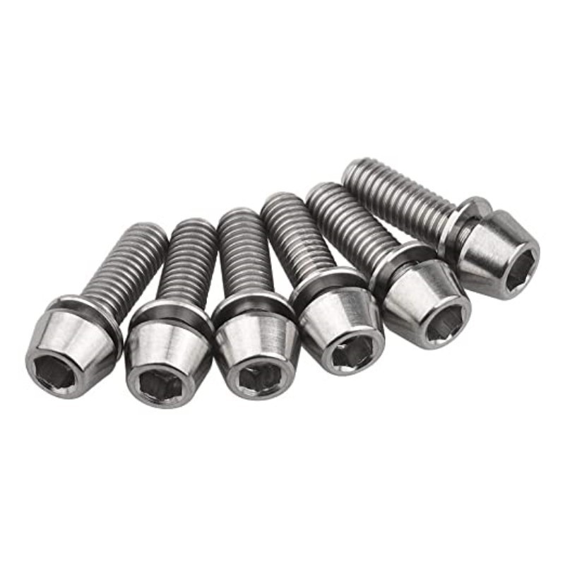 High quality Titanium M5x16mm Bicycle Stem Parts Titanium Ti Allen Hex Tapered Head Bolt with Washer Screw titanium bolt