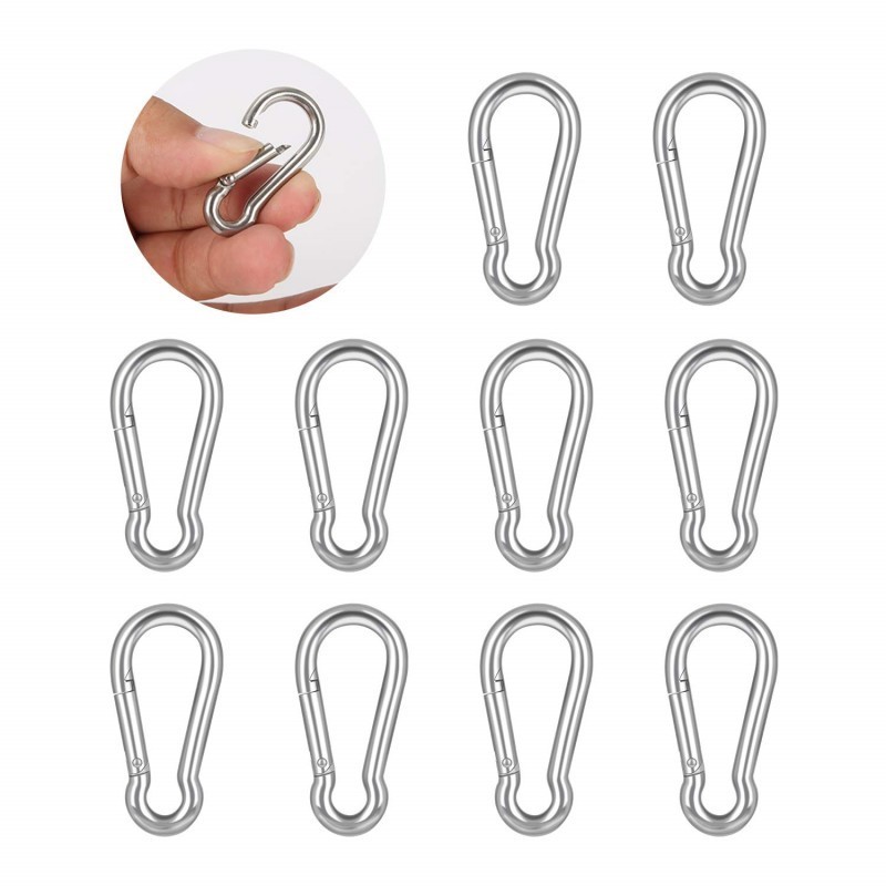 Stainless Steel Carabiner Clip Spring-Snap Hook Heavy Duty Carabiner Clips for Keys Swing Set Camping Fishing Hiking Traveling