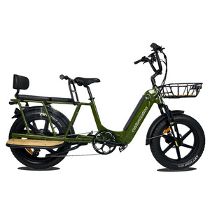 20" Aluminum Alloy Frame Disc Brake Cargo Ebike Long Tail Bafang Rear Motor Fat Tire Electric Bike For Sale