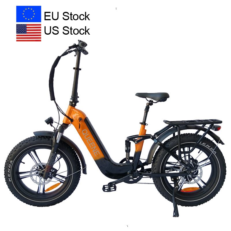 QUEENE/EU US Warehouse 20-Inch Fat Tire Electric Bike 48V Aluminum Frame 250W/500W/750W Motor 15AH Battery Competitive Price