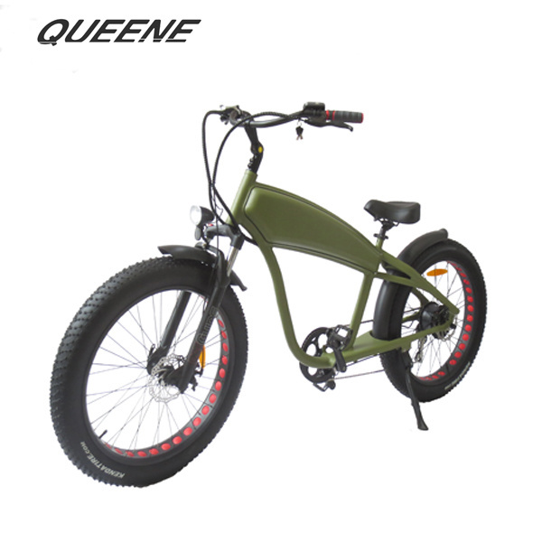 QUEENE/26 Inch Chopper Bike Beach Retro Bike 500W Electric Fat BikeCruiser Electric Bicycle