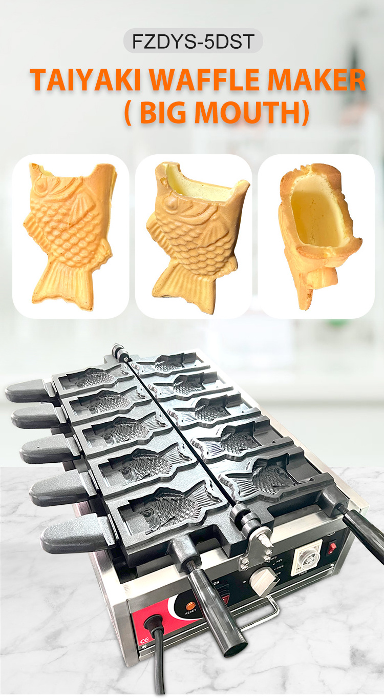 Hot Selling Electric Bear Ice Cream Cone Taiyaki Maker 2pcs Commercial Open Mouth Bear Shapes Waffle Cone Machine