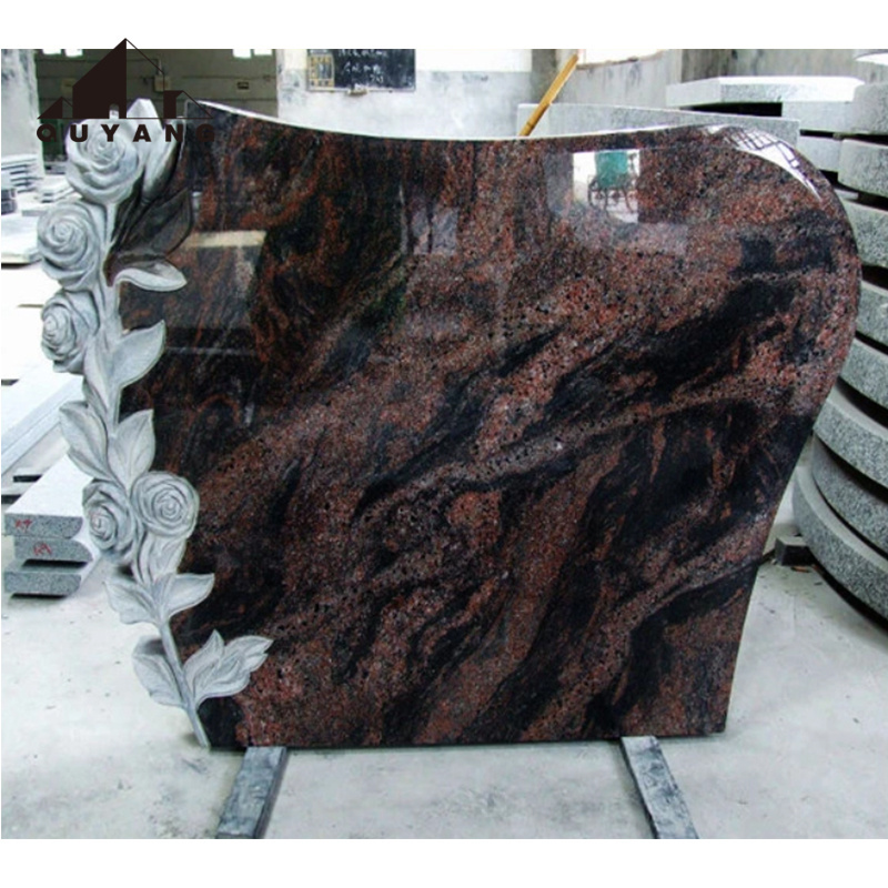 QUYANG European Design Natural Stone Modern Grave Headstone Granite Cemetery Tombstone And Monuments Wholesale