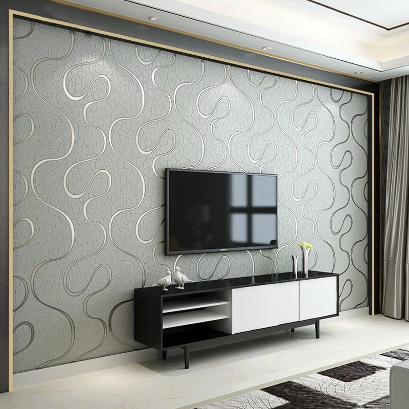 QUYANG TV Wall Waterproof Peel & Stick Pvc Vinyl Wallpaper Home Decoration Geometric Self Adhesive 3d Wallpaper Roll