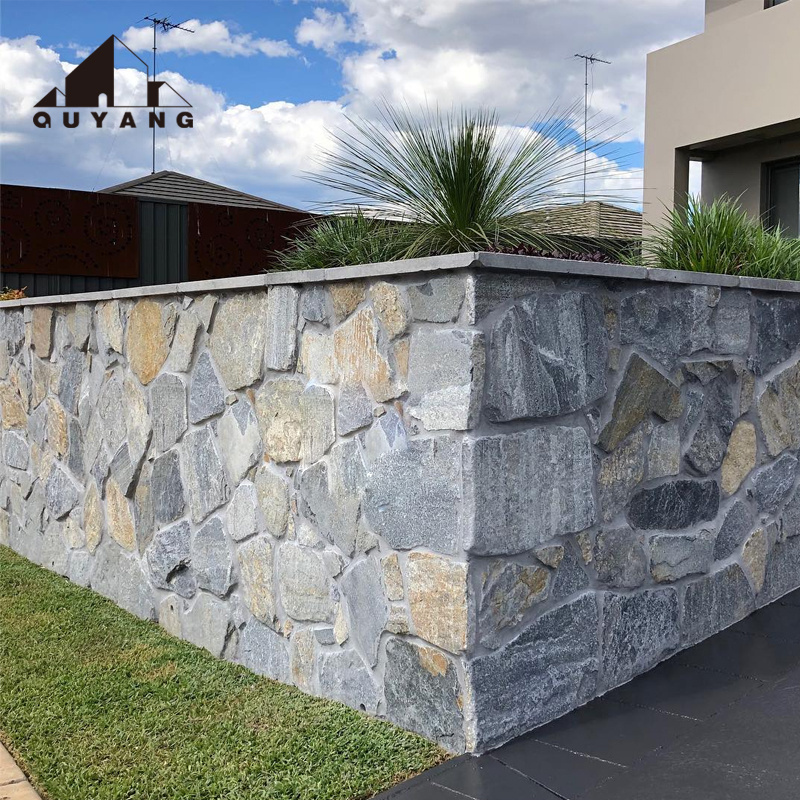 QUYANG Outdoor Artificial Marble Exterior Culture Stone Wall Veneer Panels Natural Stone Cladding Tiles