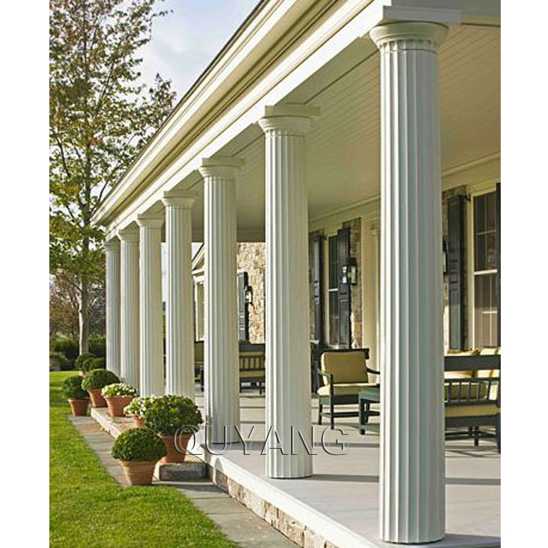 QUYANG Outdoor Decorative Circular Building Granite White Carrara Marble Roman Greek Pillar Stone Columns for sale