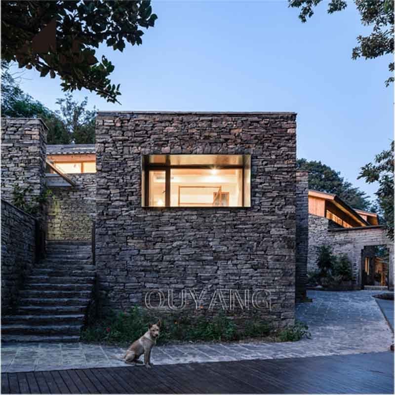 QUYANG Outdoor Decorative Natural Slate Culture Stone Exterior Rusty Blue Wall Panel Cladding