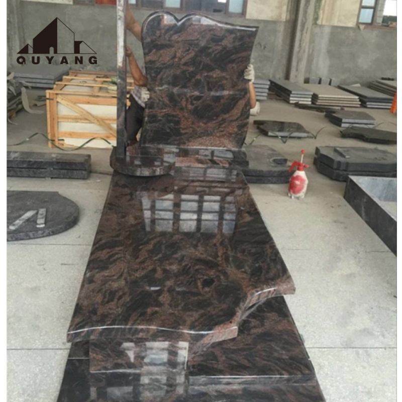 QUYANG European Design Natural Stone Modern Grave Headstone Granite Cemetery Tombstone And Monuments Wholesale