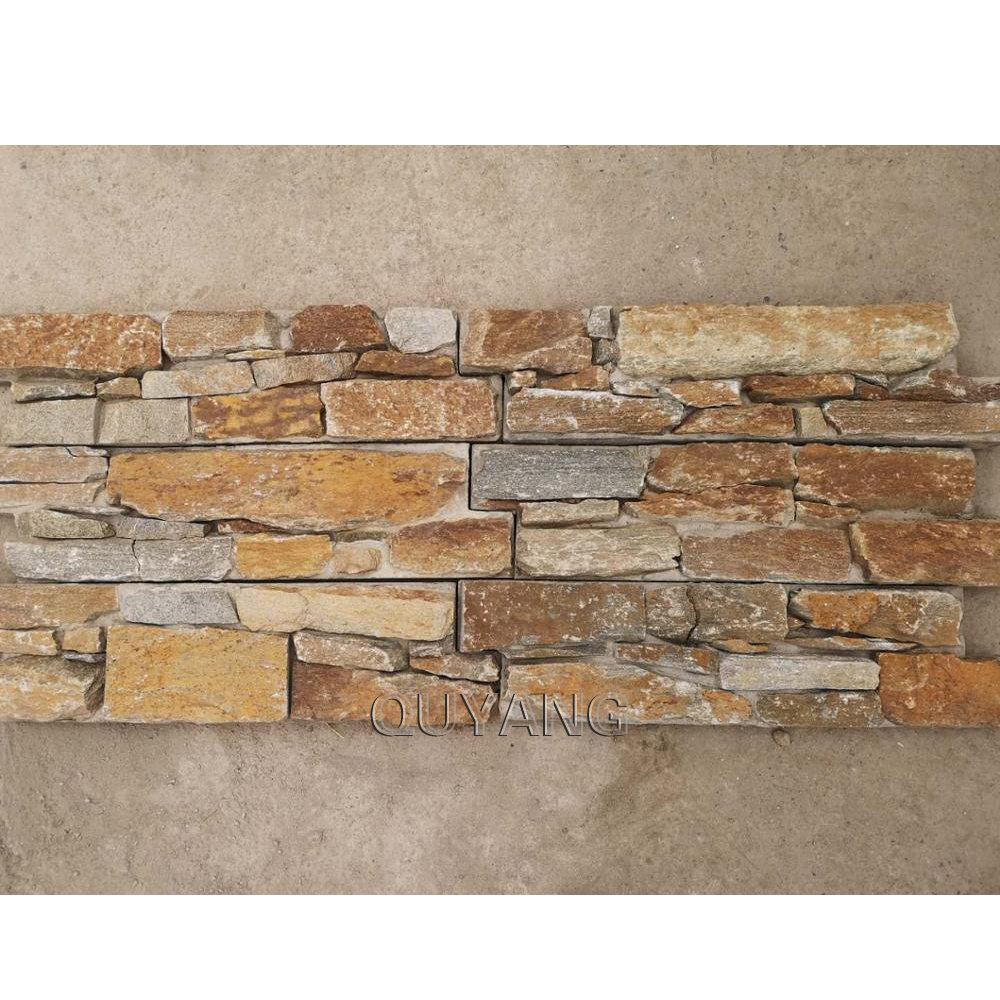 QUYANG Wholesale House Exterior Slate Wall Panels Granite Slabs Natural Stone Tiles Wall Cladding