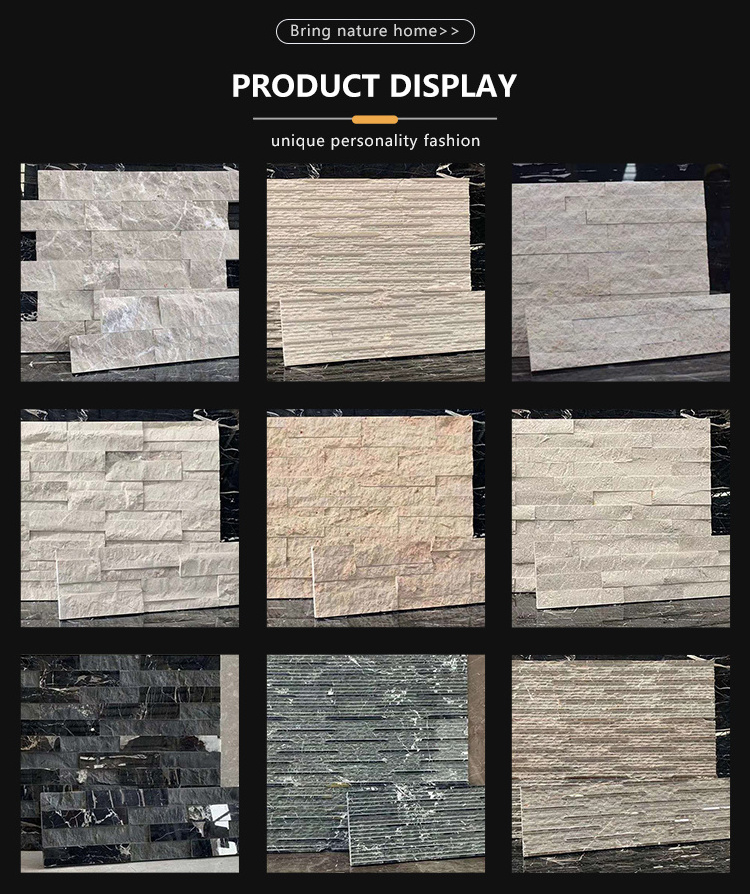 QUYANG Wall Decoration Quartzite Natural Stone Dry Stack Stone Veneer Wall Cladding Tiles Rusty Culture Stone