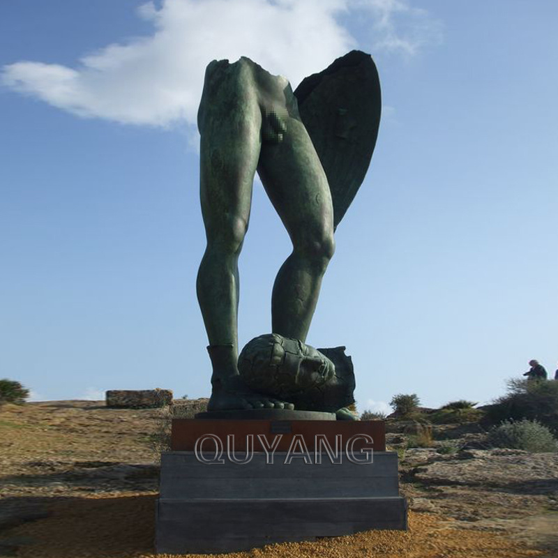 QUYANG Custom Antique Famous Metal Naked Male Fallen Icarus Bronze Greek Statue Large Outdoor Sculptures For Sale