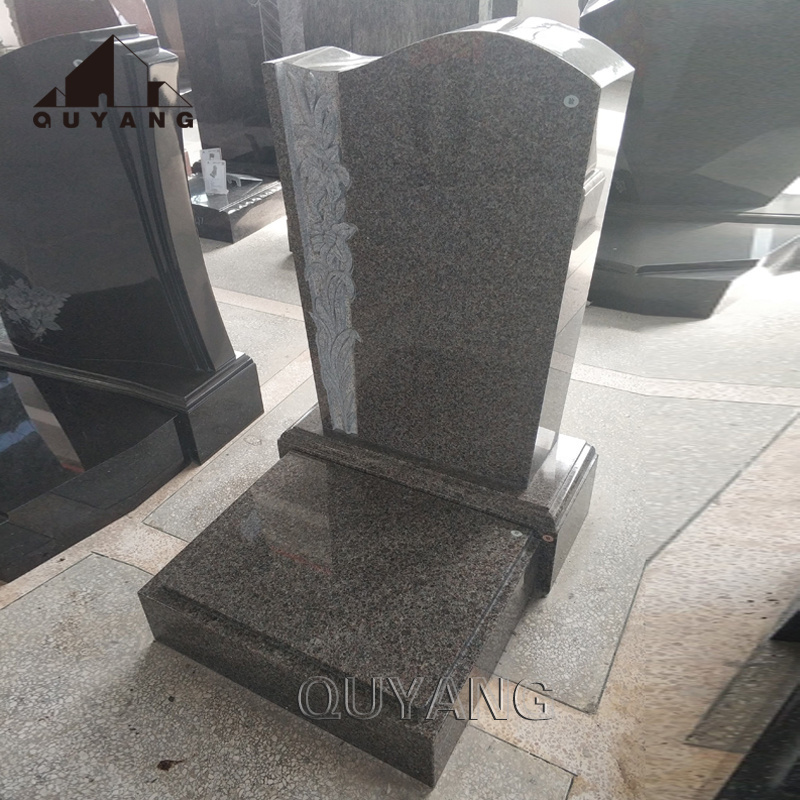 QUYANG Modern Religious Design Natural Stone Cemetery Headstone Granite Bible Tombstone Grave Monument