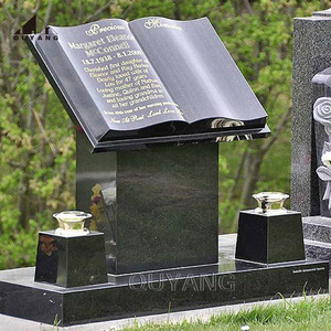 QUYANG Modern Religious Design Natural Stone Cemetery Headstone Granite Bible Tombstone Grave Monument