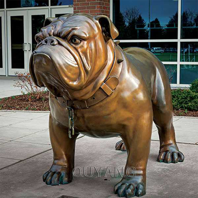 QUYANG Outdoor Decoration Modern Art Metal Animal Large Brass Bronze French Bulldog Statue Famous Dog Sculpture