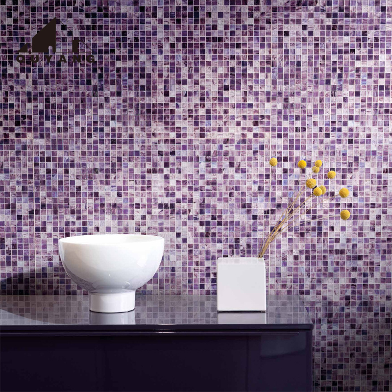 QUYANG Cheap Modern Style Kitchen Mosaic Glossy Ceramic Marble Bathroom Backsplash Mosaic Wall Tile