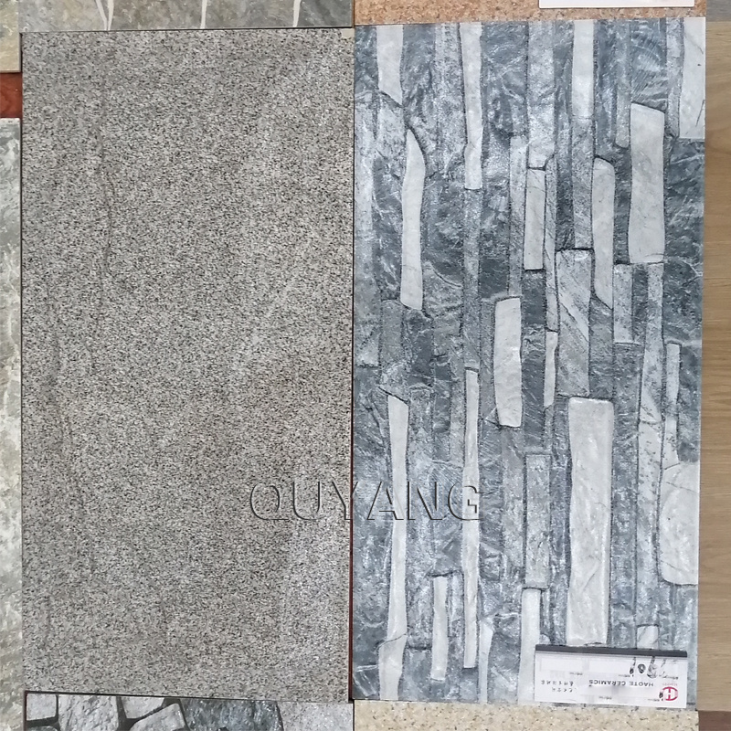 QUYANG Outdoor Decoration Artificial Exterior Slate Culture Stone Look Veneer Porcelain Wall Cladding Brick Tiles For House