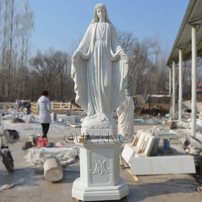 QUYANG Handcarved Catholic Religious Life Size White Marble Virgin Mary And Dead Jesus Sculpture Stone Pieta Statue For Church