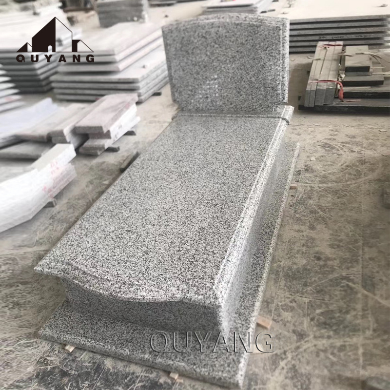 QUYANG Modern Religious Design Natural Stone Cemetery Headstone Granite Bible Tombstone Grave Monument