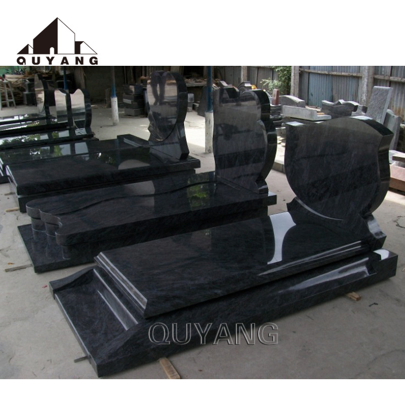 QUYANG European Religious Black Granite Bible Cemetery Tombstone And Monument Natural Stone Headstone Design