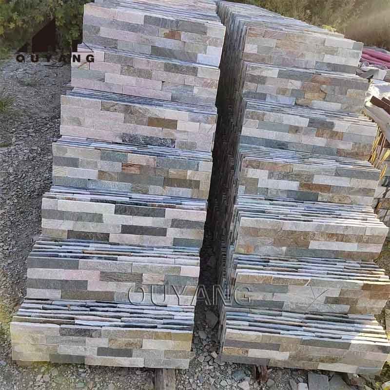 QUYANG Wall Decoration Quartzite Natural Stone Dry Stack Stone Veneer Wall Cladding Tiles Rusty Culture Stone