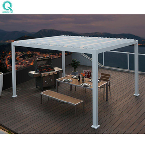 QINGYING prefab restaurant waterproof gazebo pergola rainproof aluminum hardtop roof canopy grill barbecue outdoor gazebo