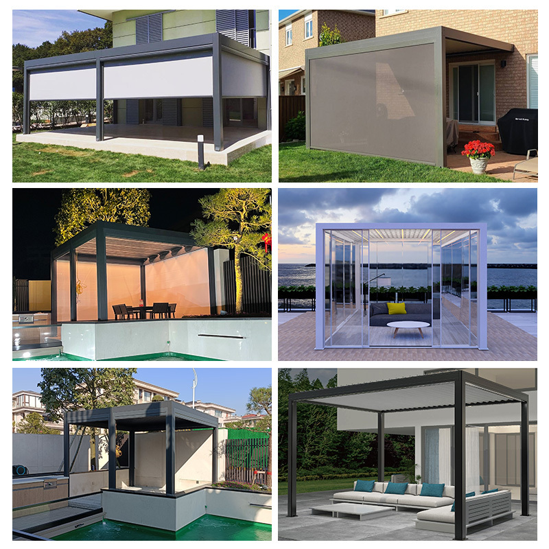 QINGYING custom backyard aluminum pergola weather proof outdoor 3x3 3x4 5x5 8x10 10x12 12x14 12x16 10x20 10x10 hard top gazebo