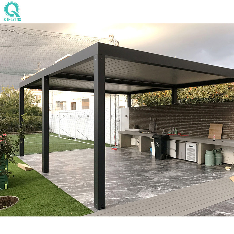 QINGYING hardtop aluminum louvre pergola outdoor kitchen gazebo