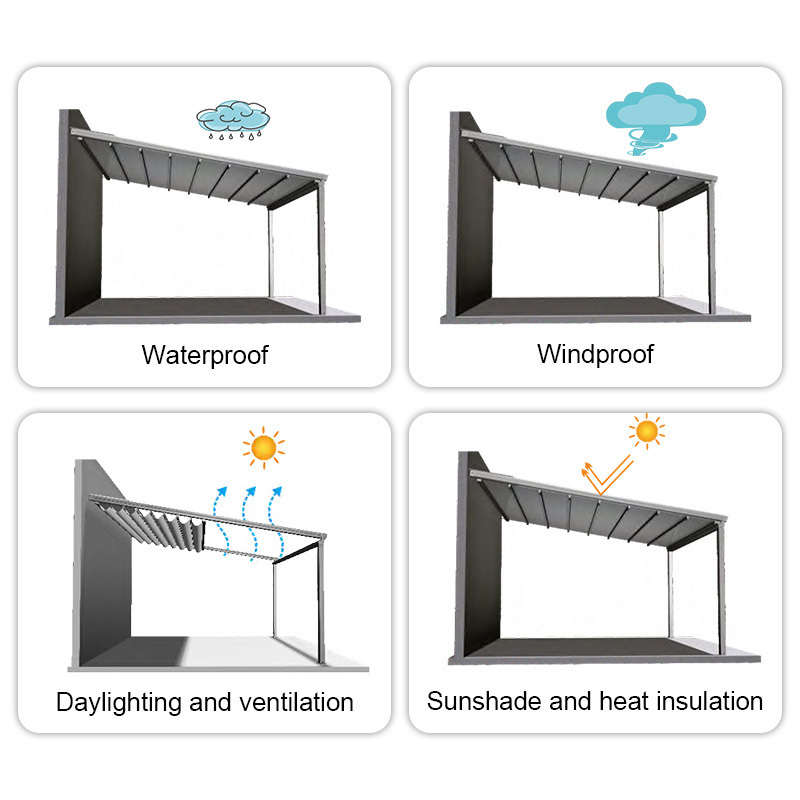 QINGYING outdoor opening gazebo roof retractable patio gazebo