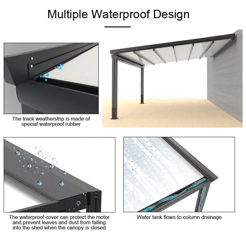 QINGYING outdoor opening gazebo roof retractable patio gazebo