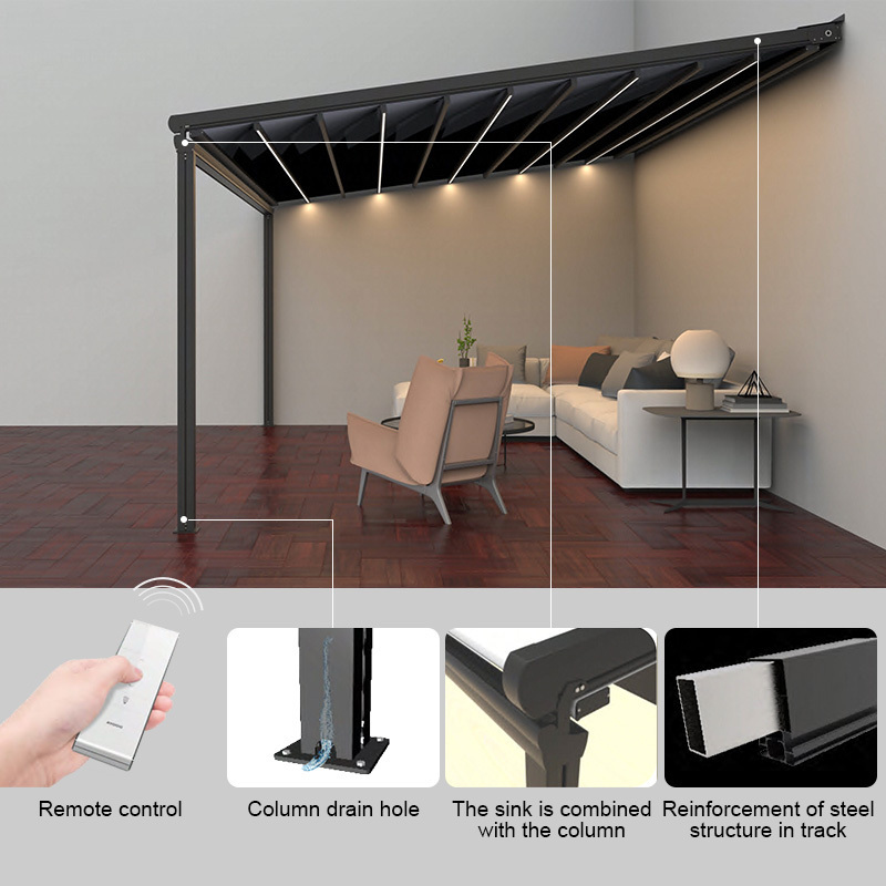 QINGYING outdoor opening gazebo roof retractable patio gazebo