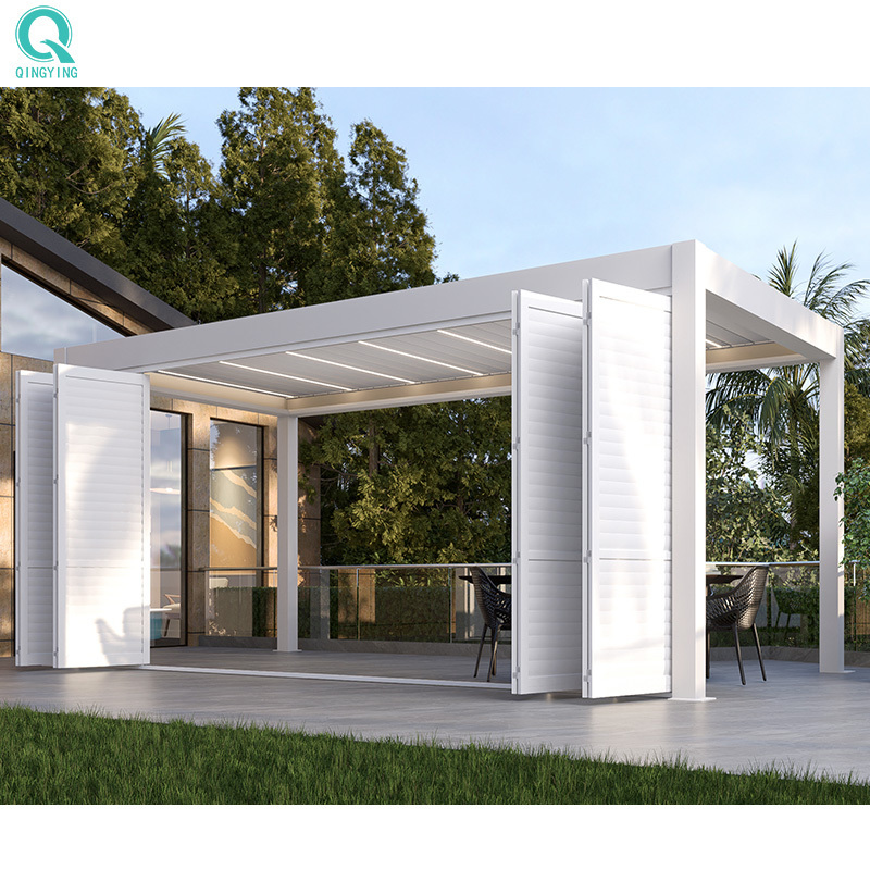 QINGYING outdoor louver pergola aluminum commercial gazebo 3x6m