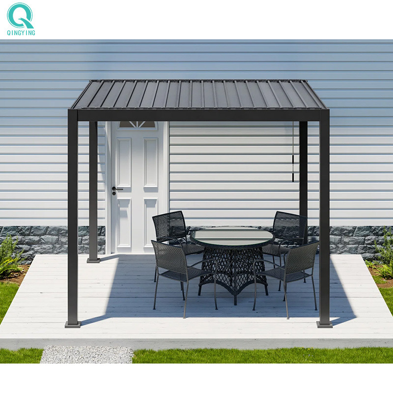 QINGYING barbecue grill rainproof outdoor metal canopy hardtop gazebo