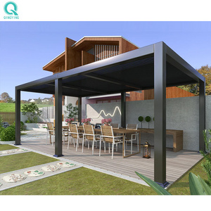 QINGYING waterproof aluminum pergola metal hardtop outdoor patio garden cooking station barbecue bbq grill gazebo