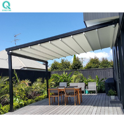 QINGYING waterproof aluminum frame fabric roof retractable skylight pergola