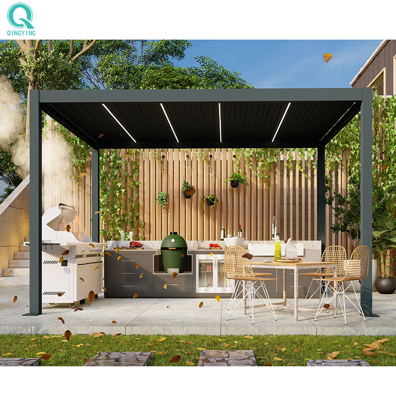 QINGYING outdoor grill louver roof hardtop barbecue gazebos