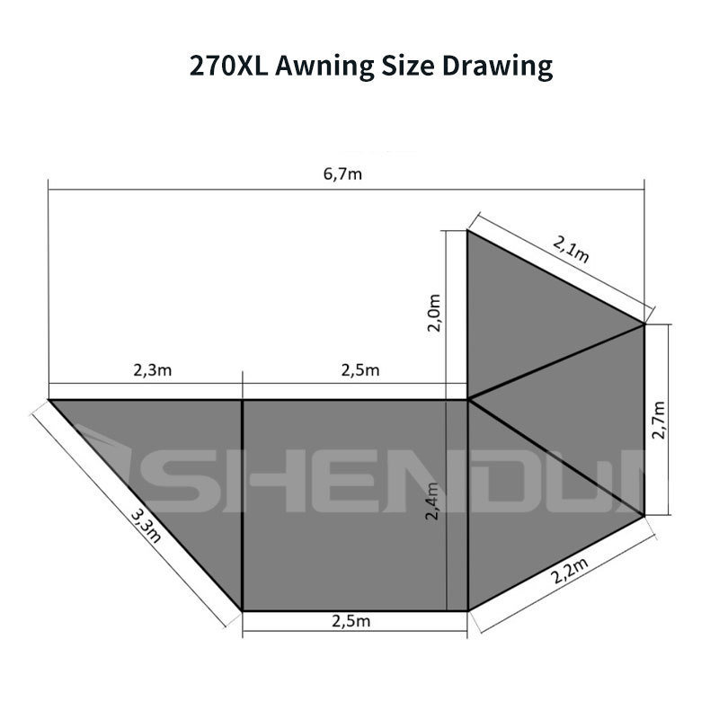 Awning Tent 4x4 Offroad Car Roof 270 Degree Car Side Awning 270 Awning Walls Outdoor Factory 8+ Person Fox Wing