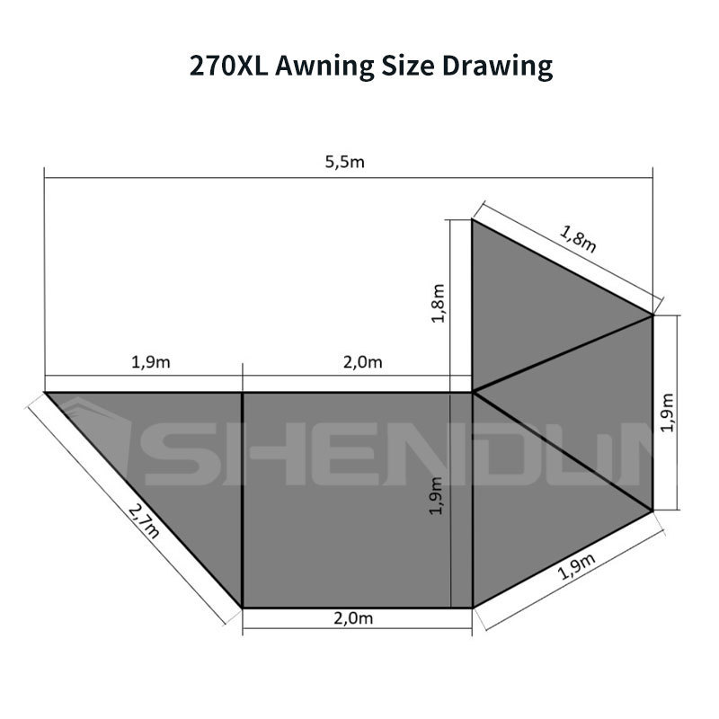 Awning Tent 4x4 Offroad Car Roof 270 Degree Car Side Awning 270 Awning Walls Outdoor Factory 8+ Person Fox Wing