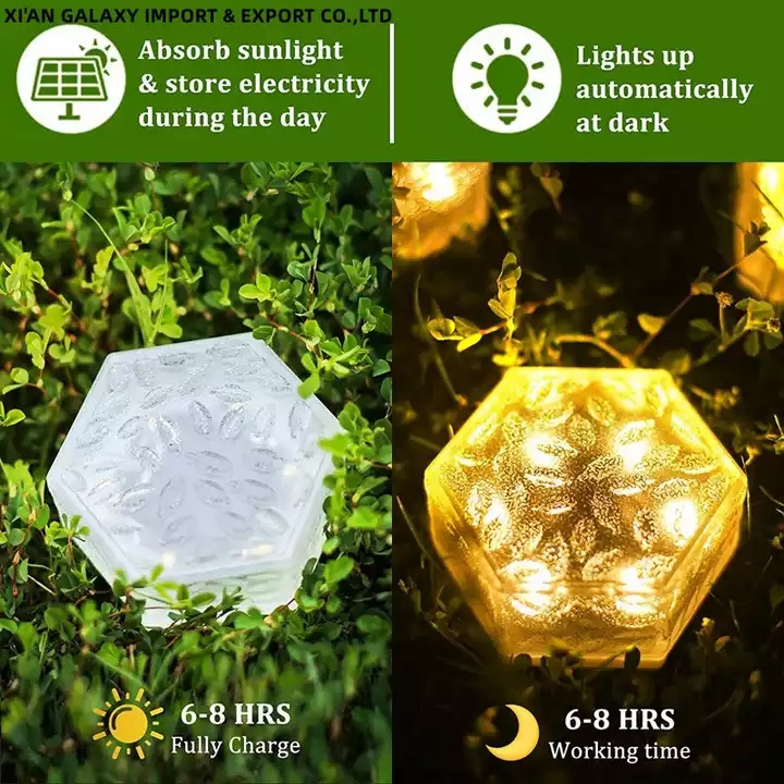 Outdoor Landscape Waterproof Ice Cube Solar Floor Tile Buried Lamp Underground Hexagon Led Solar Brick Light Garden Decoration