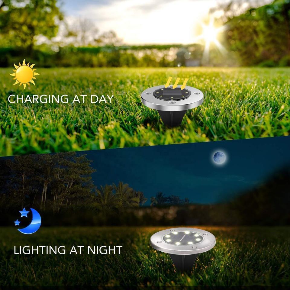 16 led Solar Powered Underground Lights  Plug Lawn Lamp Outdoor IP65 Waterproof Solar Ground Lights for Garden Lawn Pathway