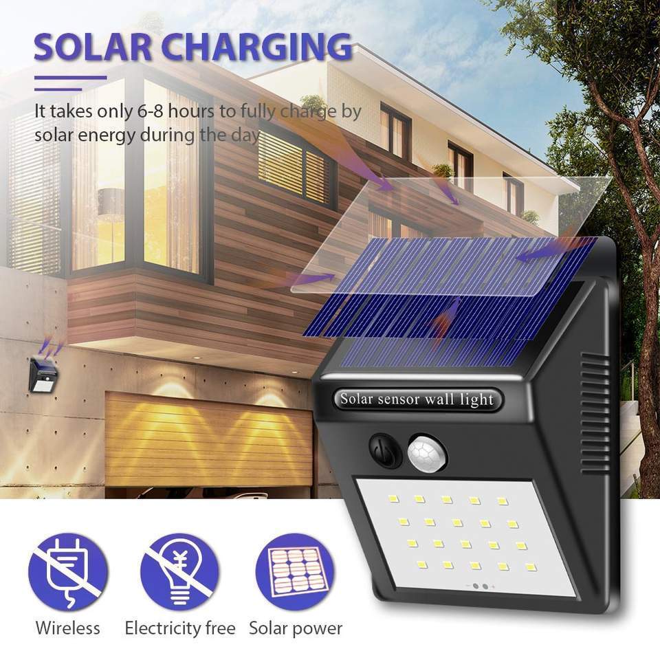 30led 18650 Battery Powered Waterproof Security Wireless PIR Solar Motion Sensor Wall Light for Outdoor Patio Deck Yard Garden