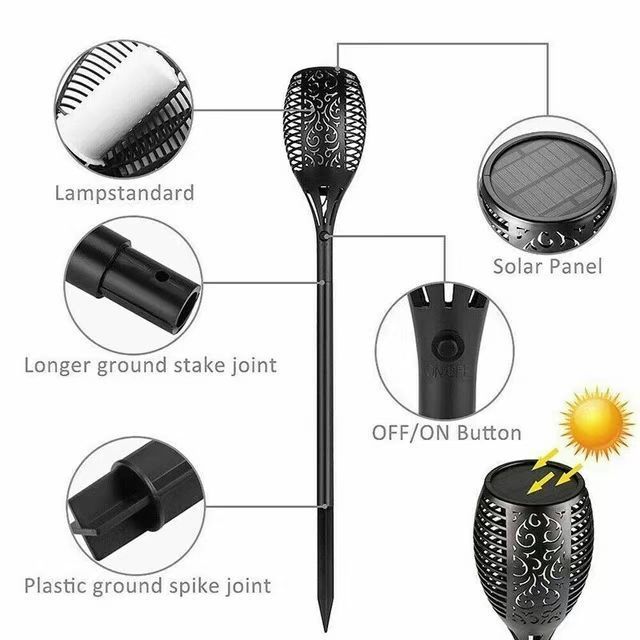 12led 51led 96led Waterproof Dancing Flickering Torch flame Lamp Solar Garden Flame Light For Outdoor Landscape Yard Lawn Path