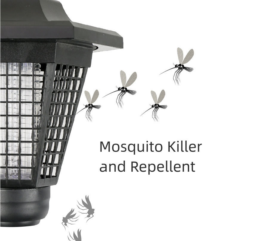 Solar Light Outdoor Camping Multifunctional Anti Insect Bug Zapper LED UV solar mosquito repellant lamp for Garden or Indoor