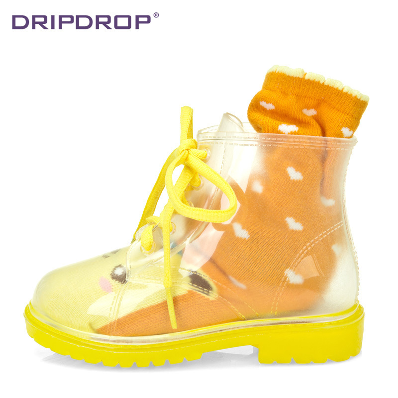 Manufacturer Factory High Quality Clear PVC Kids Cartoon Giraffe  Rain Boots Transparent rain boots