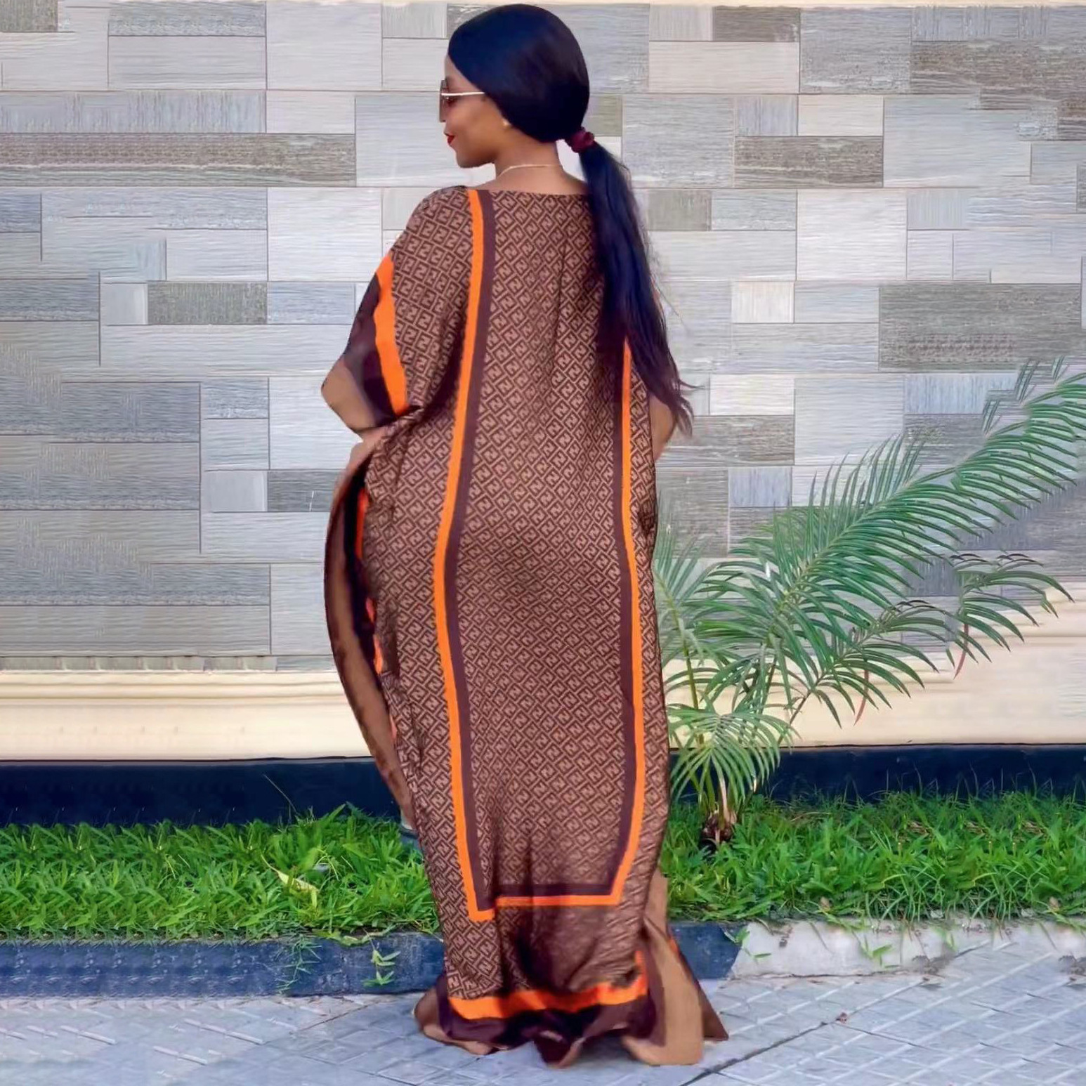 Fashion new African Dress Print Long Dress with scarf  African Dresses Styles