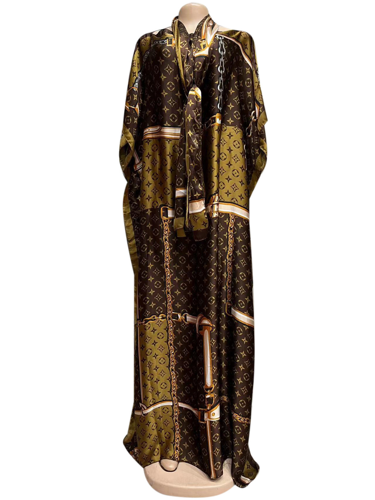 Fashion new African Dress Print Long Dress with scarf  African Dresses Styles