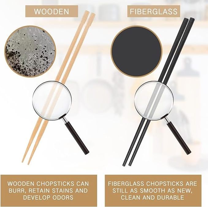 Wholesale Fancy Custom Logo Printed Recycled Black PET Fiberglass Chopsticks for Sushi