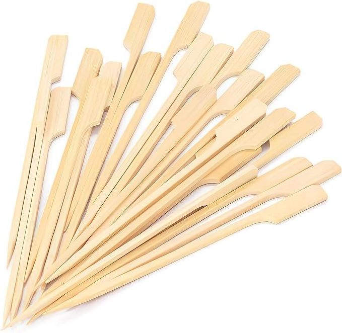 Factory Wholesale BBQ skewers Bamboo Food Sticks Disposable Teppo Flat Barbecue Skewers