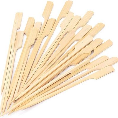 Factory Wholesale BBQ skewers Bamboo Food Sticks Disposable Teppo Flat Barbecue Skewers