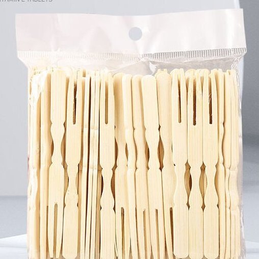 Manufacturers Direct Selling Natural Bamboo Wooden Dessert Cake Fork Watermelon Fruit Fork Chip